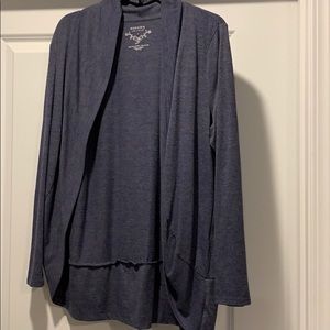 Sonoma open front, drape, cardigan, El, denim blue